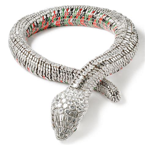 cartier snake necklace|1968 cartier diamond snake necklace.